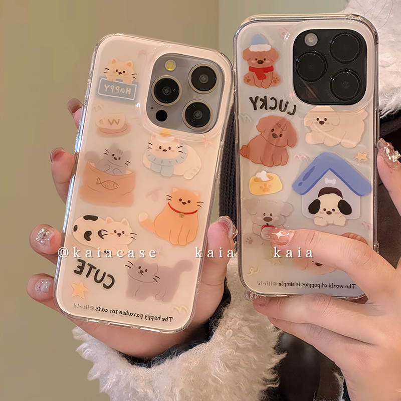 kaia 可爱卡通猫咪狗狗适用iphone17promax手机壳苹果13新款17双层12女款16promax硬壳14pro防摔苹果11保护套