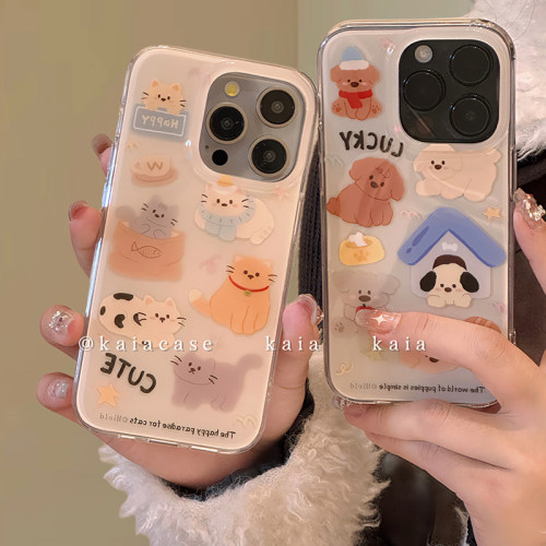 kaia 可爱卡通猫咪狗狗适用iphone17promax手机壳苹果13新款17双层12女款16promax硬壳14pro防摔苹果11保护套