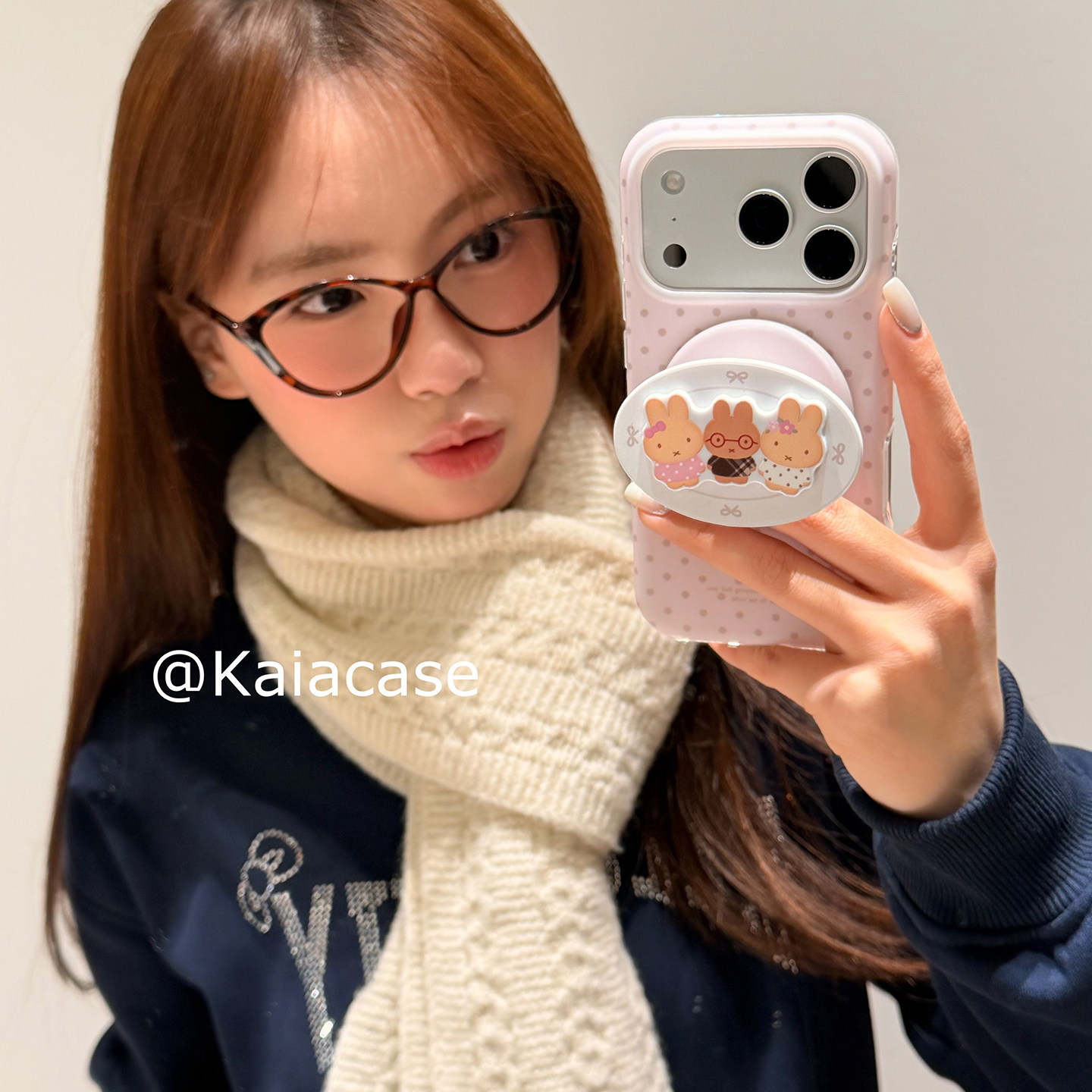 kaia 软萌可爱粉色波点卡通兔子适用苹果17promax手机壳iphone16pro新款13女14pro带支架15pro全包防摔手机套