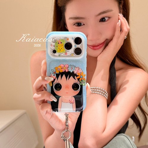 kaia 甜系彩色花环小玉yuuy气垫适用苹果17promax手机壳iphone16pro新款16女17pro带挂绳15pro全包防摔手机套