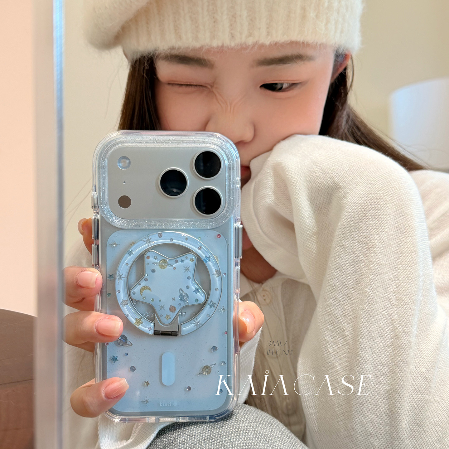 kaia日韩ins浪漫蓝色行星月亮适用苹果17promax手机壳