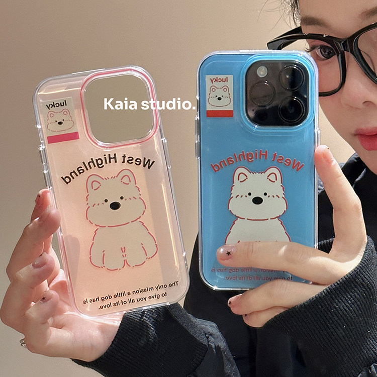 kaia日韩卡通简约宠物狗西高地适用苹果16promax手机壳i