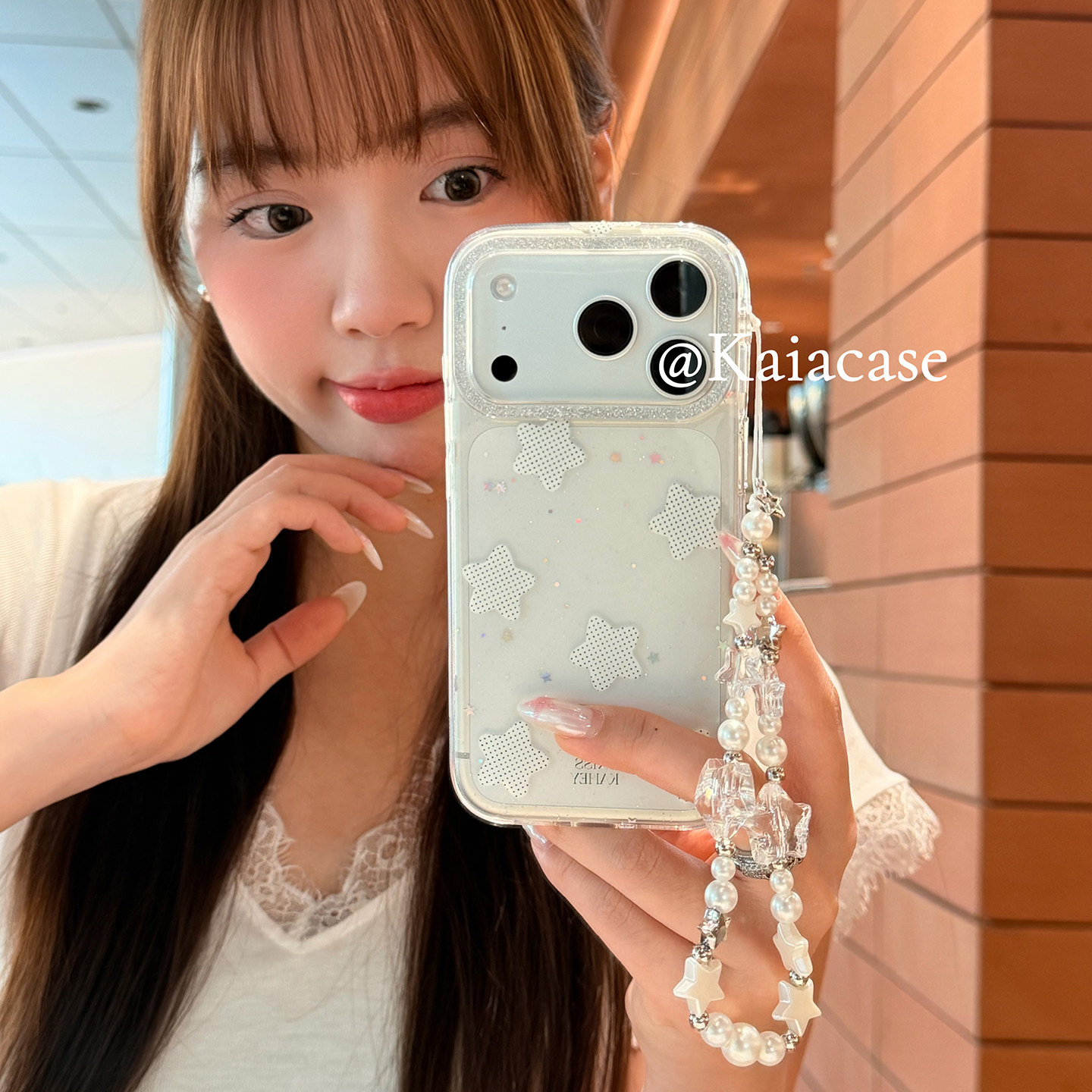 kaia超仙ins闪粉波点五角星适用苹果17promax手机壳i