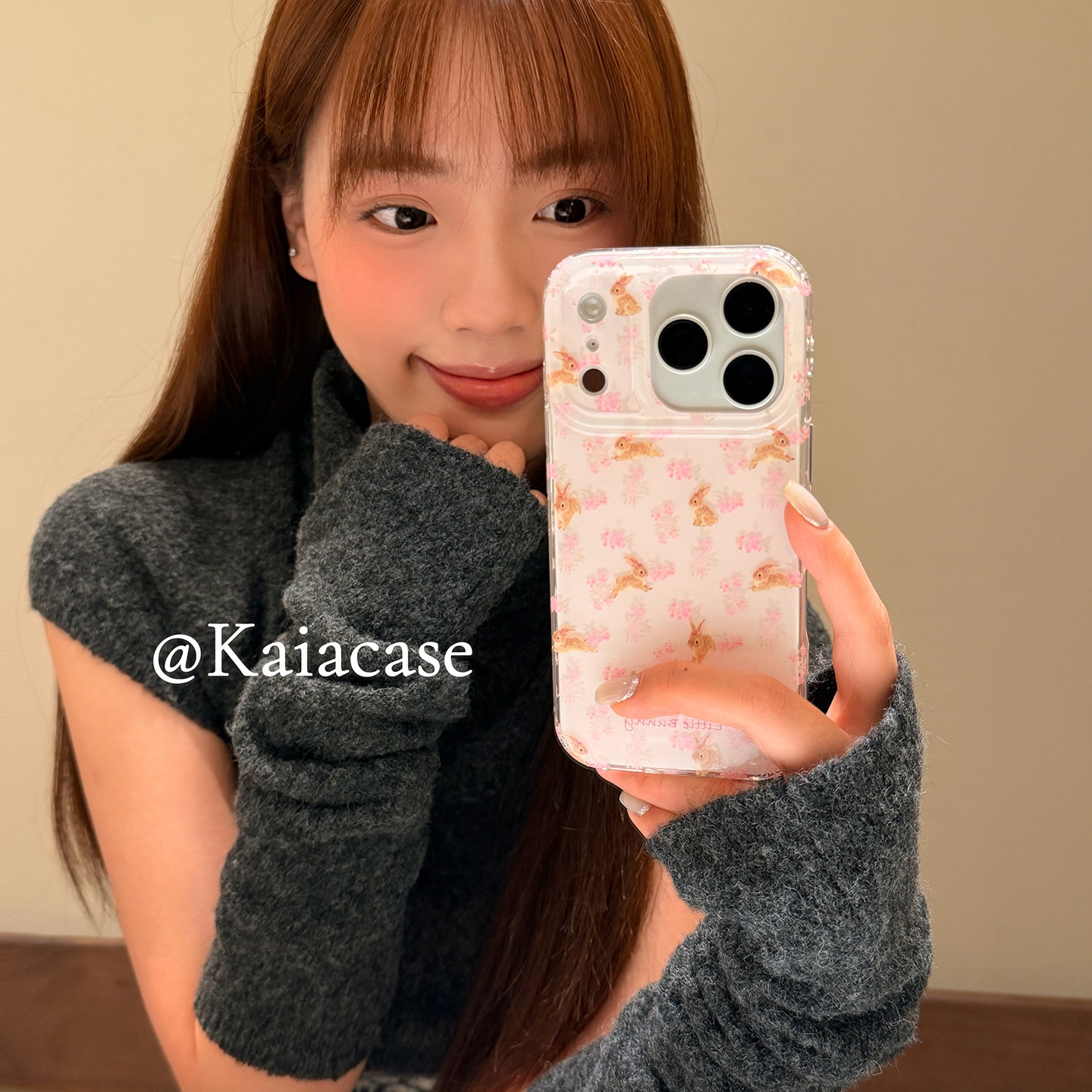 kaia甜美ins少女心粉碎花兔子适用苹果17promax手机壳iphone16pro新款13女14pro创意15pro全包双层防摔手机套,3C数码配件,手机保护套/壳,淘宝优惠券,粉丝福利购,淘宝优惠卷