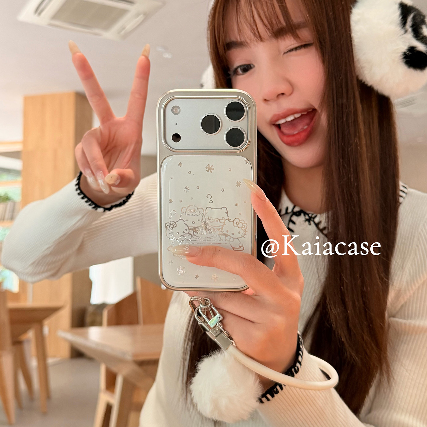 kaia 秋冬雪花卡通哈喽kt聚餐适用苹果17promax手机壳iphone16pro新款15女14pro毛球挂绳15pro全包防摔手机套,3C数码配件,手机保护套/壳,淘宝优惠券,粉丝福利购,淘宝优惠卷