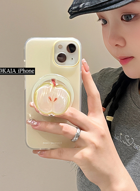 kaia ins简约青苹果适用苹果17promax手机壳iphone13新款12磁吸支架14女16promax全包双层15pro创意手机套软