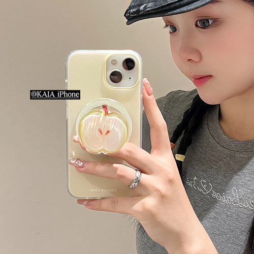 kaia ins简约青苹果适用苹果17promax手机壳iphone13新款12磁吸支架14女16promax全包双层15pro创意手机套软