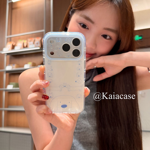 kaia 小众涂鸦简绘线条腊肠狗适用苹果17promax手机壳iphone16pro新款16女17pro创意15pro全包双层防摔手机套