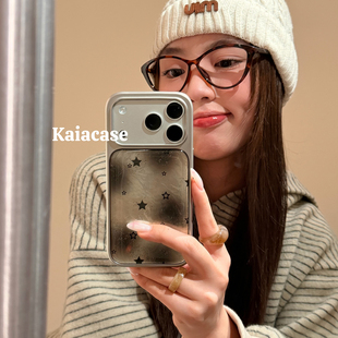 kaia 韩风ins甜酷简约晕染黑星星适用苹果17promax手机壳iphone16pro新款13女14pro创意15pro全包防摔手机套