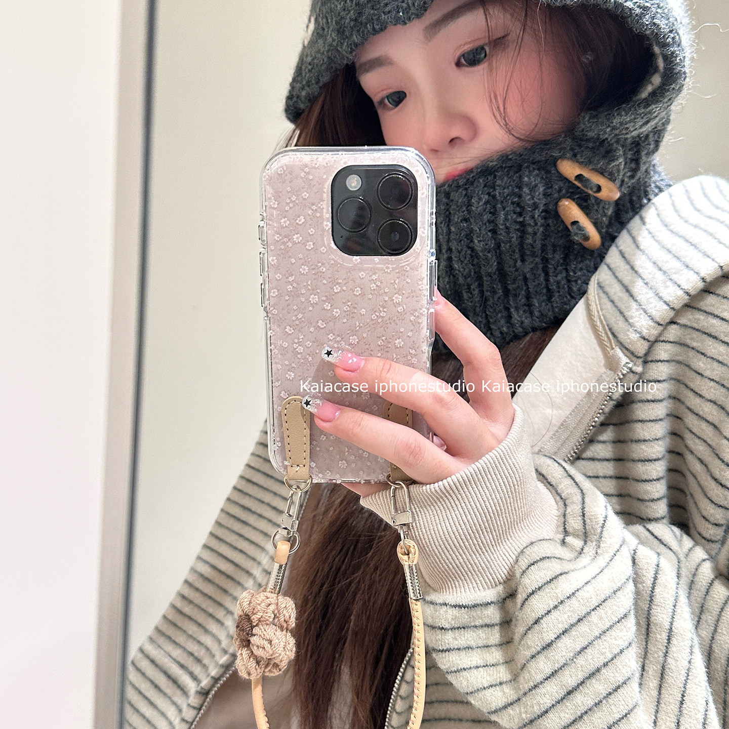 kaia 小清新温柔甜美粉碎花适用苹果16promax手机壳iphone13新款15女14pro腕带挂绳16pro创意全包防摔手机套,3C数码配件,手机保护套/壳,淘宝优惠券,粉丝福利购,淘宝优惠卷