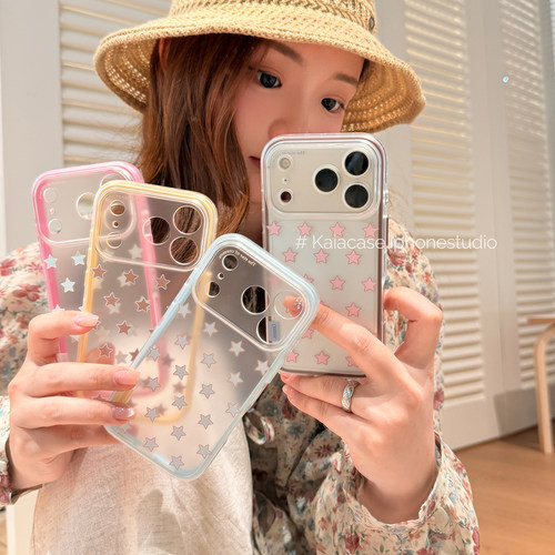 kaia 韩风ins少女简约星星适用苹果18promax手机壳iphone17pro新款16创意15女18pm全包17pro透明14防摔手机套