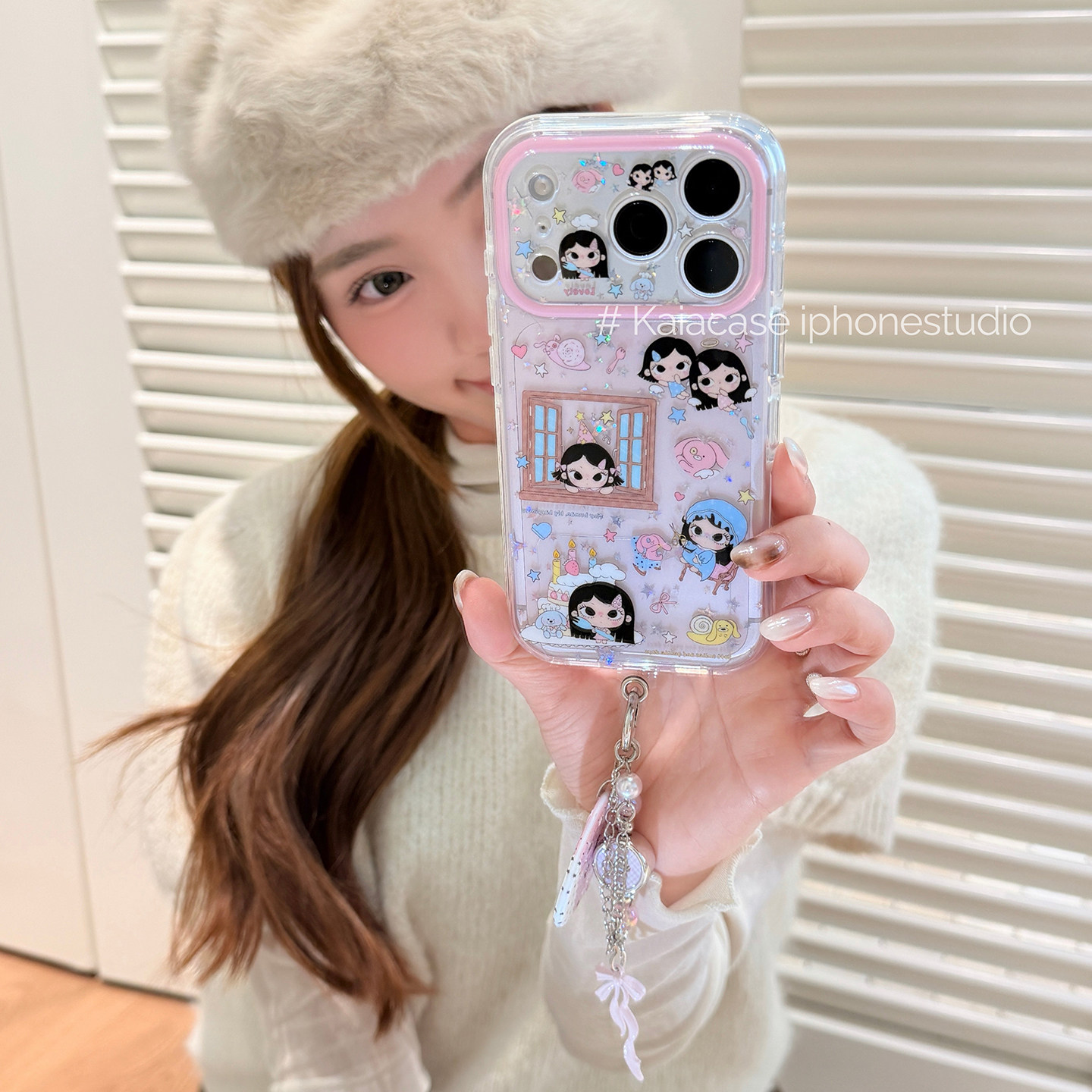 kaia 卡通少女粉软萌小满适用苹果18promax手机壳iphone18pro新款17带挂件15女16pm全包17pro透明防摔手机套