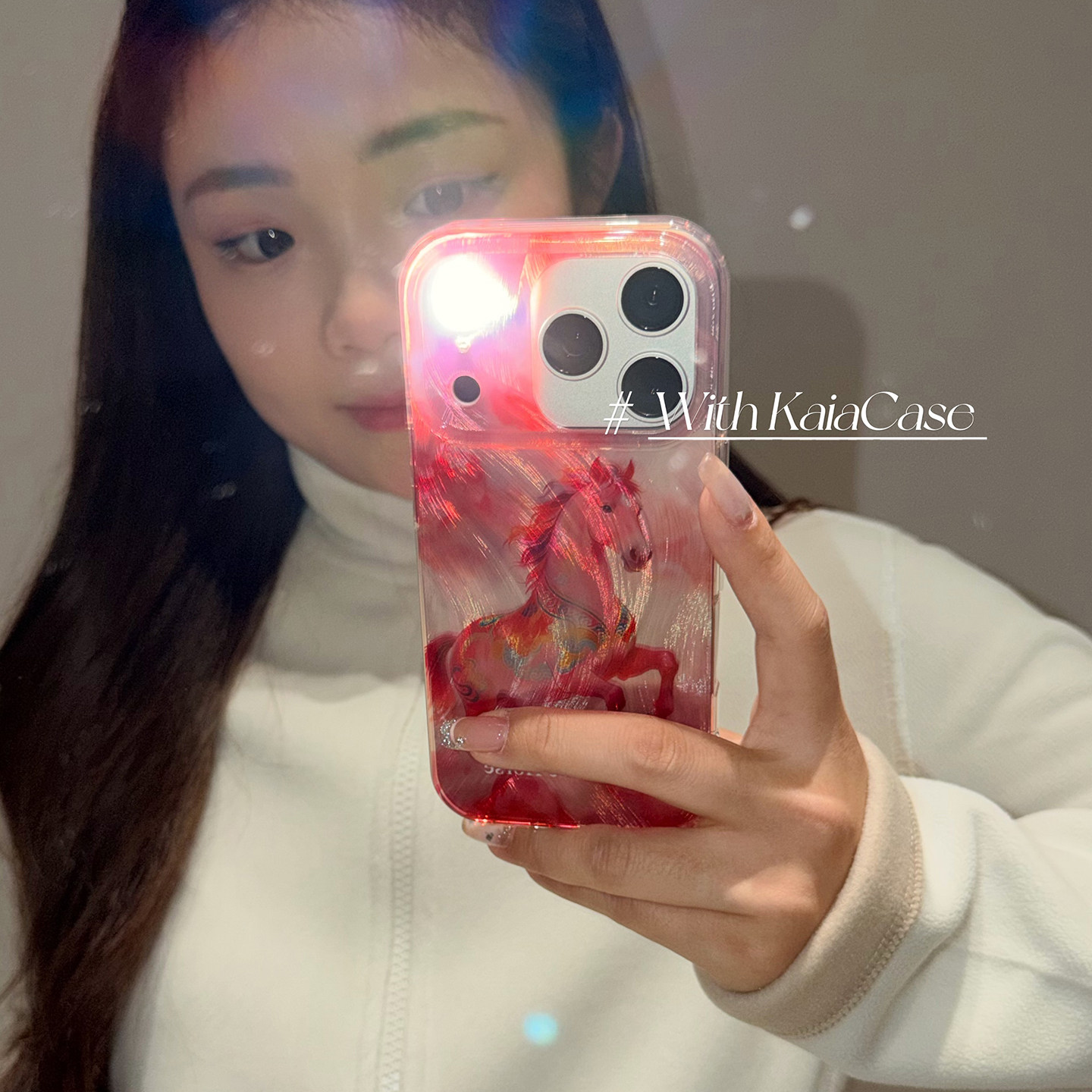 kaia 新年ins本命年彩色粉马插画适用苹果17promax手机壳iphone16pro新款17女14pro创意15pro全包防摔手机套,3C数码配件,手机保护套/壳,淘宝优惠券,粉丝福利购,淘宝优惠卷