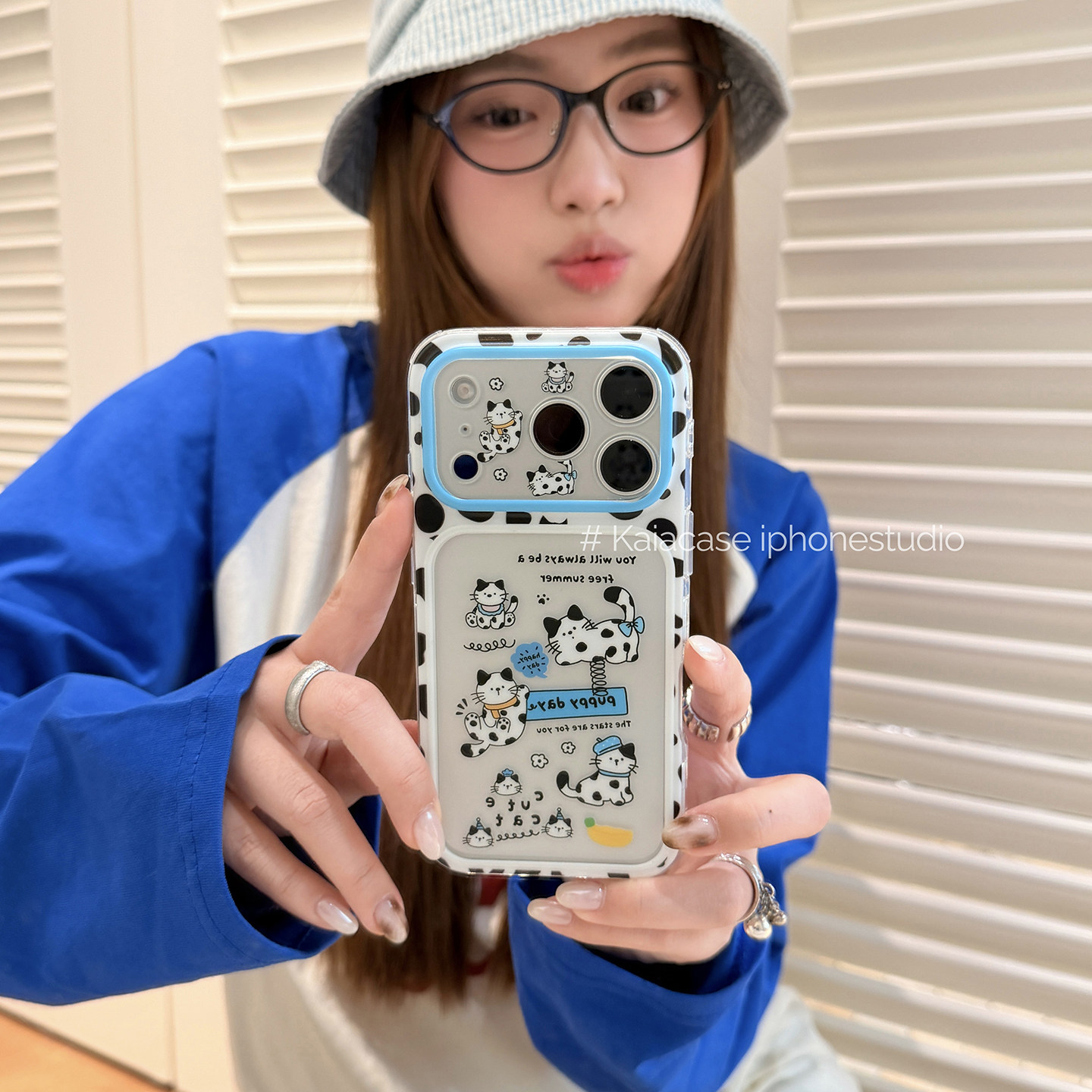 kaia 日系奶牛斑点猫咪适用苹果18promax手机壳iphone17pro新款镂空16创意15女18pm全包17pro软边防摔手机套
