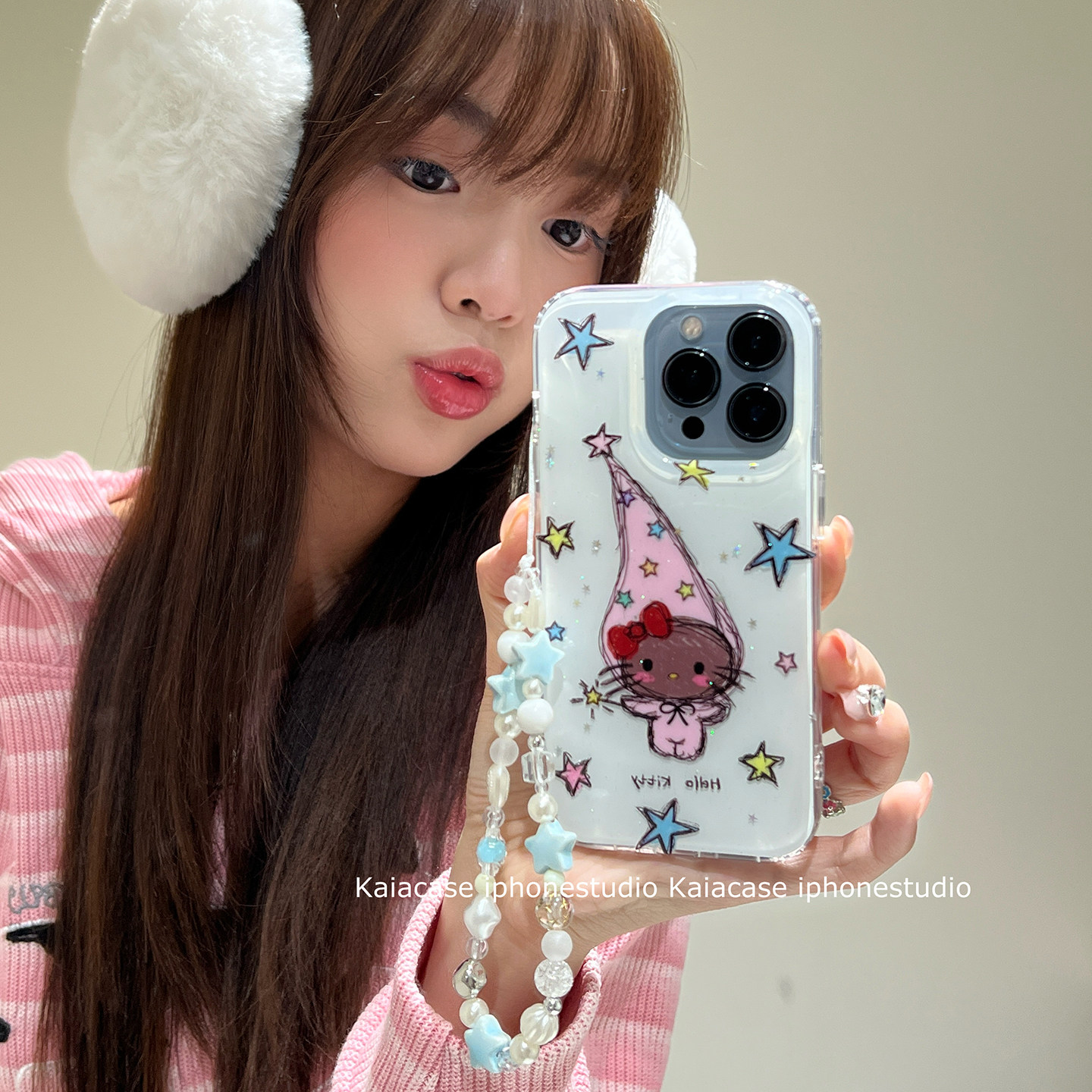 kaia软萌卡通涂鸦哈喽kt凯蒂猫星星适用苹果16promax手机壳iphone13新款15女14pro带链条16pro双层防摔手机套,3C数码配件,手机保护套/壳,淘宝优惠券,粉丝福利购,淘宝优惠卷