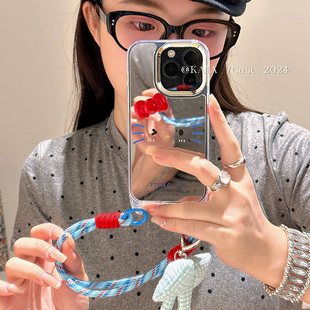 kaia 夏日卡通哈喽kt挂绳防摔适用带改善苹果17promax手机壳iphone14新款13镜面15女14pro软边16promax保护套