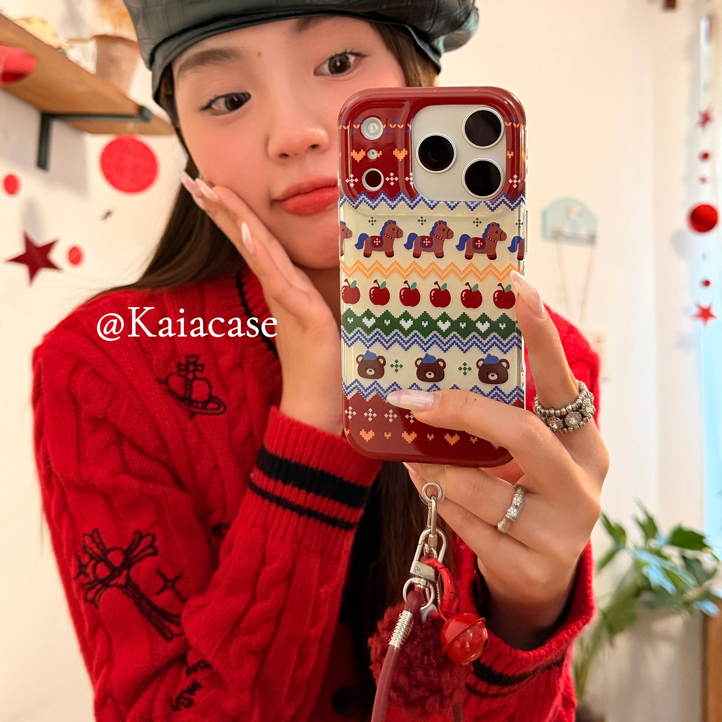 kaia 秋冬费尔岛卡通小马小熊适用苹果17promax手机壳iphone16pro新款15女14pro毛球挂绳15pro双层防摔手机套,3C数码配件,手机保护套/壳,淘宝优惠券,粉丝福利购,淘宝优惠卷