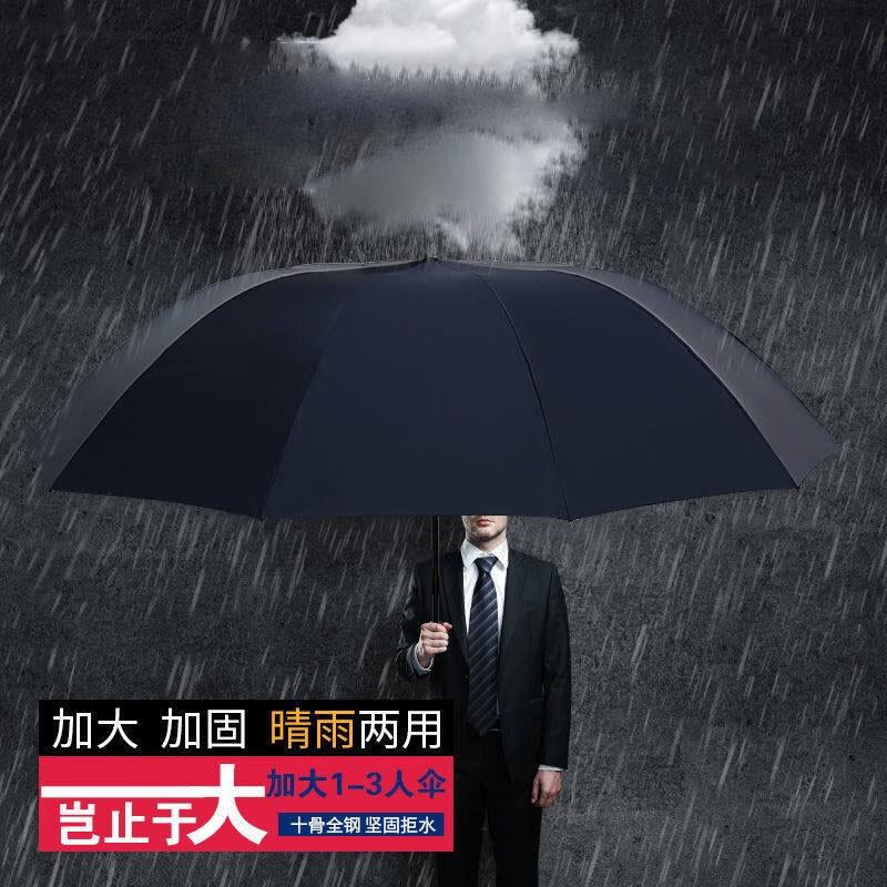 满源公大号雨伞藏青超大三人双人折叠晴雨两用加固男女学生10骨大