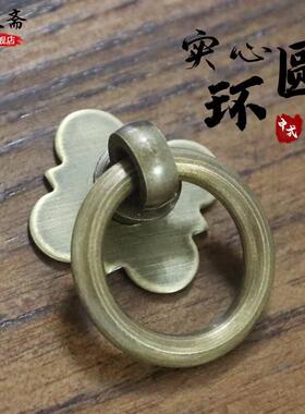 昊天斋中式仿古铜圆环抽屉拉手经典扣环系柜门把手HTE-169三色黄
