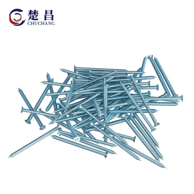 楚昌十字槽沉头自攻螺钉高强度镀锌平头自攻螺丝M5*30(500只)