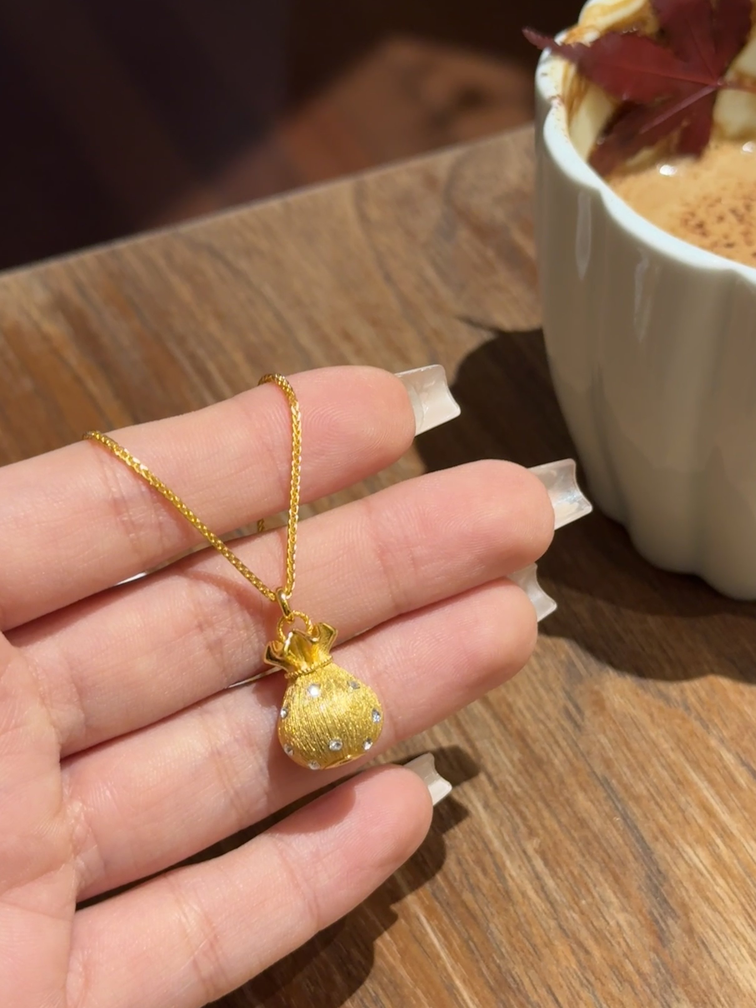 【通体纯银】拉丝工艺满钻钱袋福袋项链,珠宝/钻石/翡翠,颈饰,淘宝优惠券,粉丝福利购,淘宝优惠卷