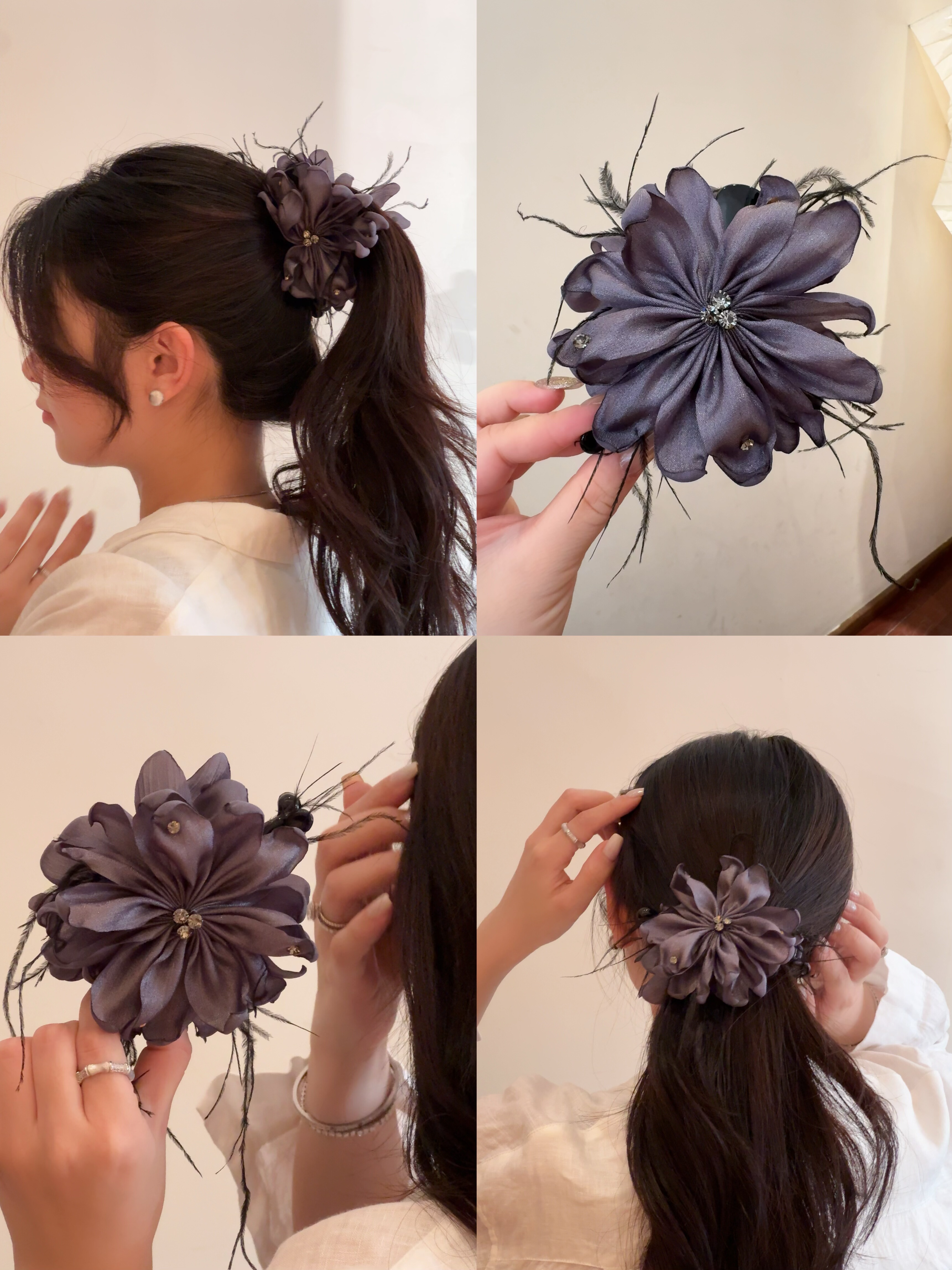 永生花花朵鸵鸟羽毛爪夹