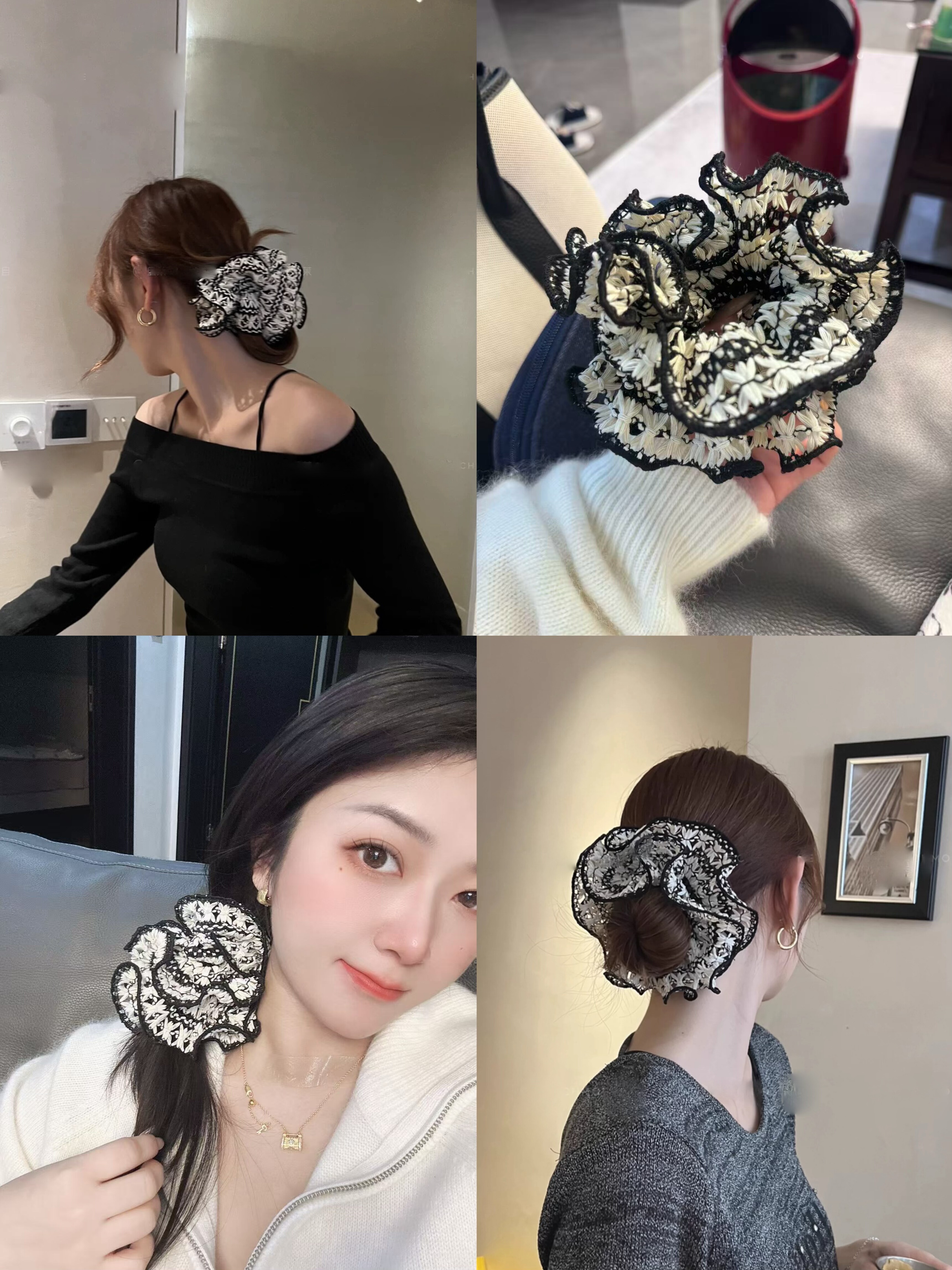 法式浪漫 小香风手工编织发圈