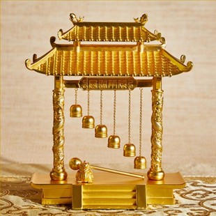 麦玲玲吉庆堂风调雨顺镇宅金铃保平安百福蟠龙柱桌面摆件乔迁礼物