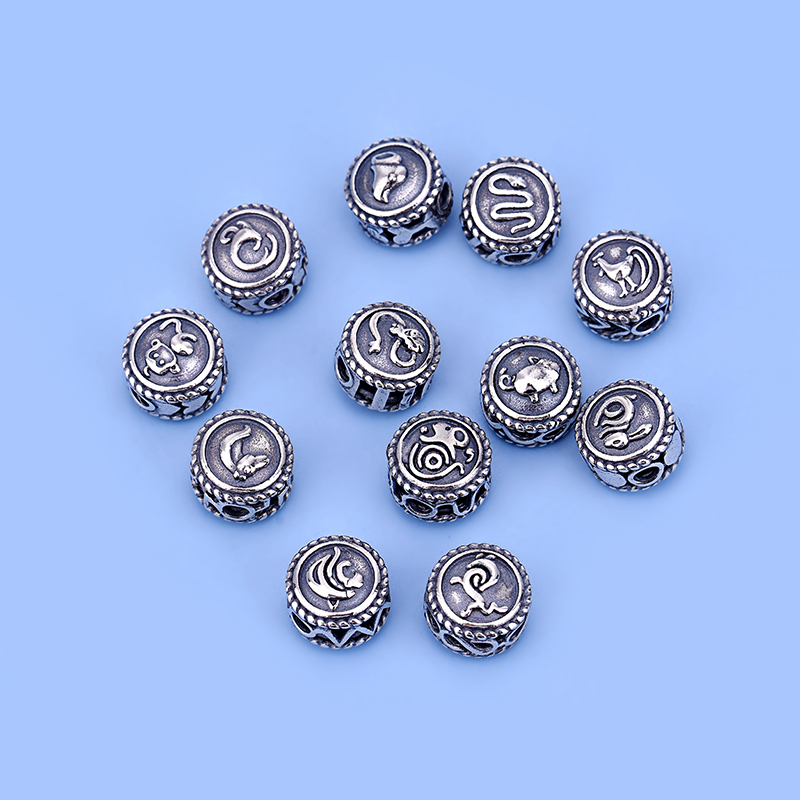 diy925银属相红绳编织材料包散珠