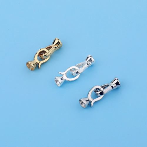 925纯银镀金珍珠扣配件