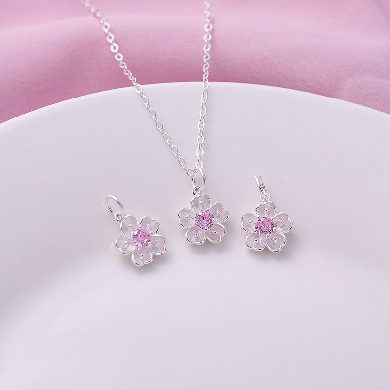 微镶锆石粉钻小樱花吊坠制作