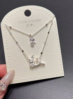 秋冬饰品马年本命年锁骨链轻奢高级感花朵吊坠小鹿手链蝴蝶结项链