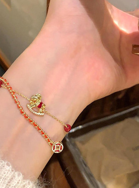 18k真金电镀锆石滴油小马吊坠手链本命年百搭手环轻奢高级感手饰