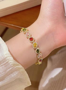 多巴胺手链轻奢高级感欧美ins气质精致高档珠宝饰品外贸彩宝手链