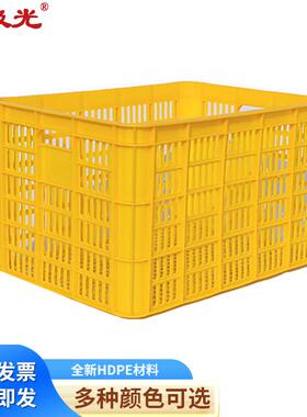 圣极光周转筐600*430*350长方形筐大号塑料筐加厚款701930黄色