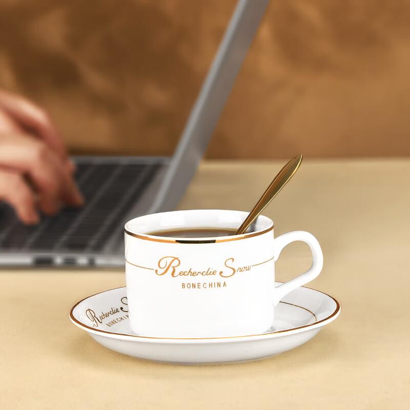 Mongdio陶瓷咖啡杯套装欧式小精致办公室挂耳美式杯碟银边六杯六