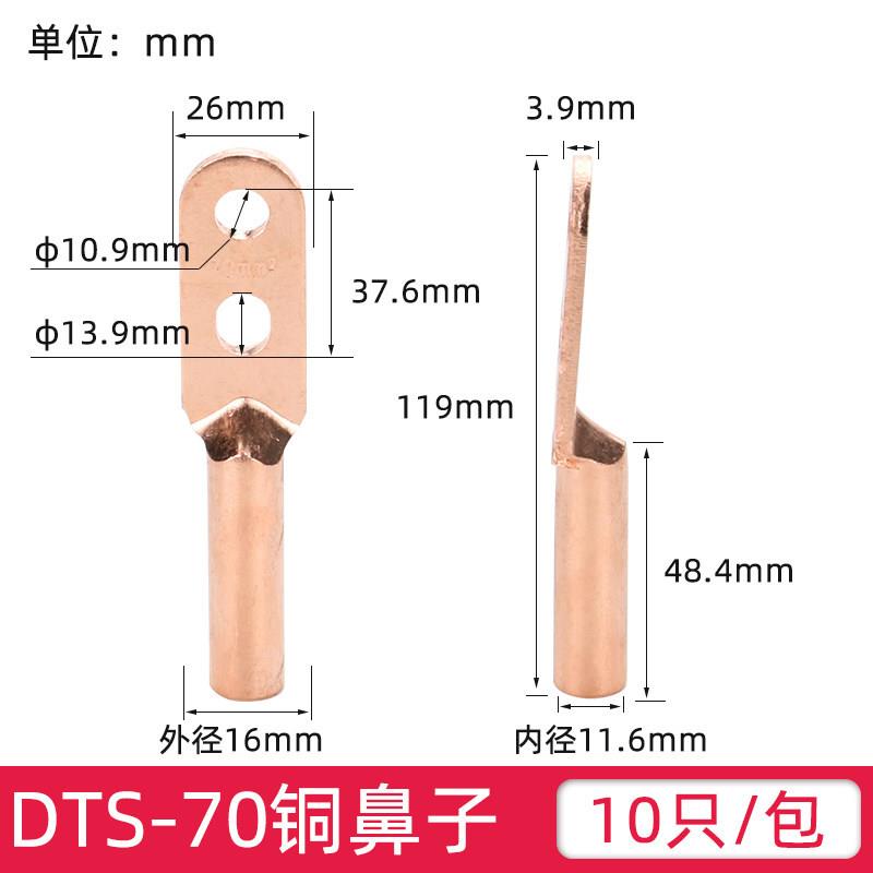 双孔铜鼻子DTS25/35/70/95/120/150/185/240/300平方线耳接线端子