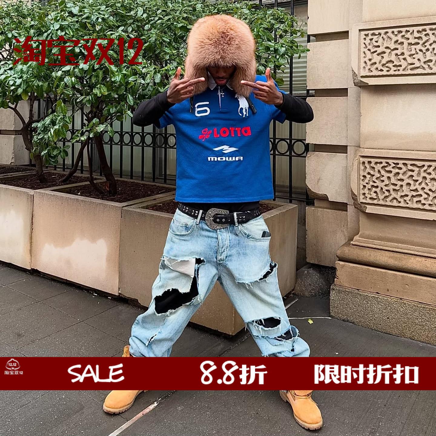 MOWALND蓝色天使战马刺绣polo