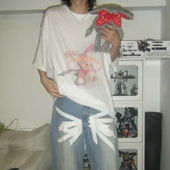 Martine T恤宽松圆领短袖 Rose 24SS粉色兔熊猴子卡通图案印花薄款