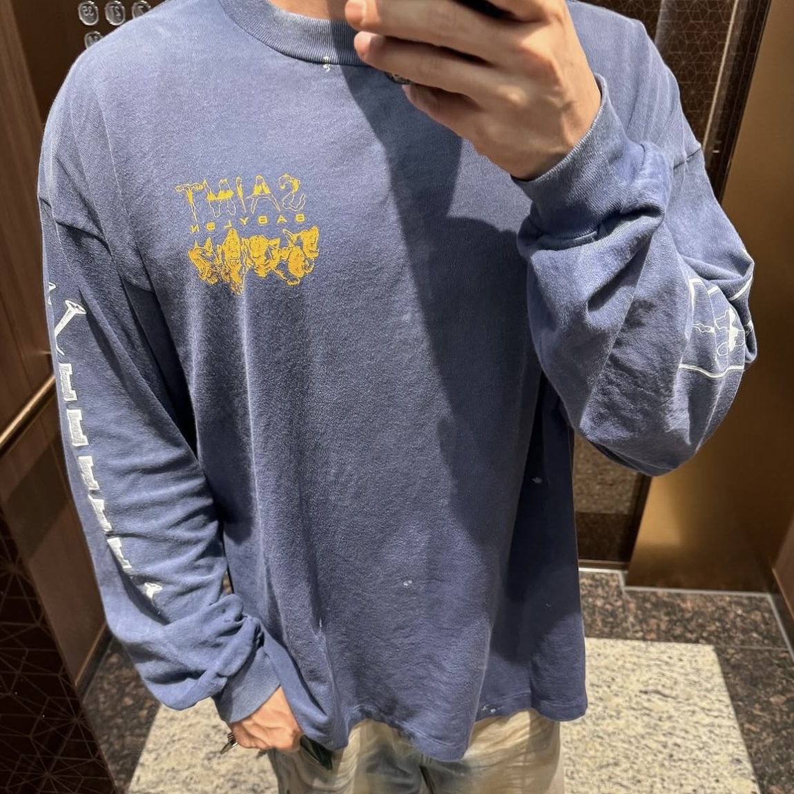 newvintagesaint钉子做旧长袖