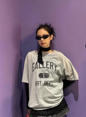 BMC Gallery Dept字母印花美式复古休闲宽松纯色短袖Jennie同款