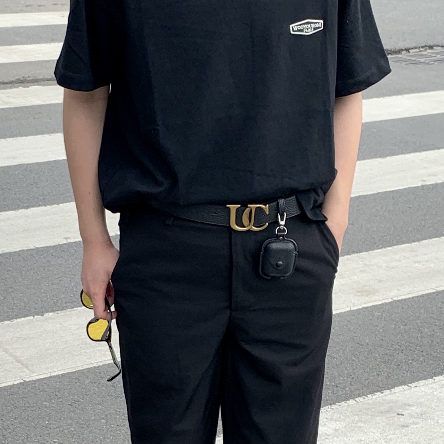 特价/uc风格高桥盾logo做旧铜扣头层牛皮荔纹真皮腰带简约皮带