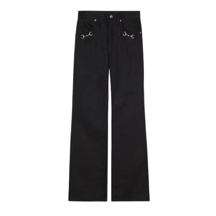 thumbnail for Tamped pants of the year by DEMNA black coated American vintage horseshoe buckle straight bootcut jeans Song Weilong is the same