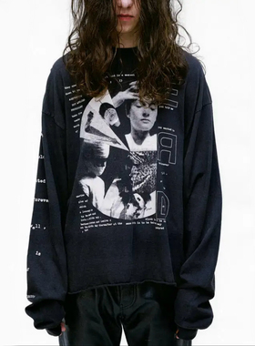 ERD忧郁的富二代新款 RememberWhen 黑色圣母人像印花圆领长袖T恤