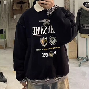 Martine Rose美式复古学院风棉服宽松廓形加厚夹棉卫衣polo领外套