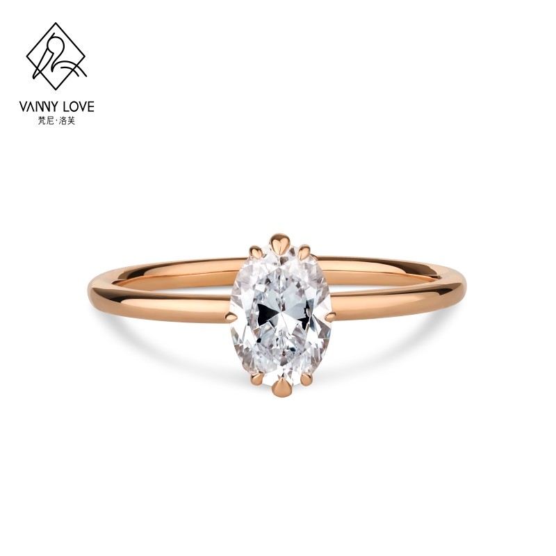 梵尼洛芙 蓓茜18k金鸽子蛋钻戒正品1克拉钻戒女真钻定制钻石戒指