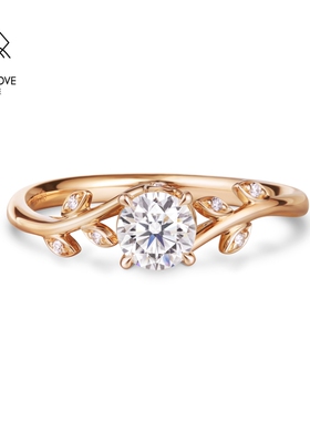 VANNY LOVE/梵尼洛芙月桂钻石戒指定制30分18K金求婚结婚钻戒