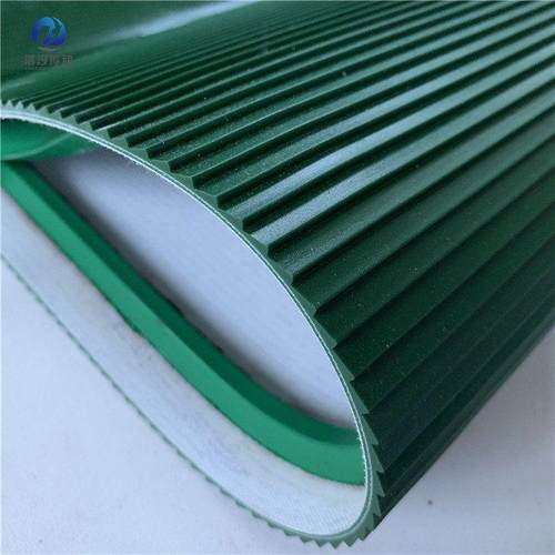 PVC搓衣板输送带绿色横条花纹防滑圆管爬坡白色楼梯格传送带定制