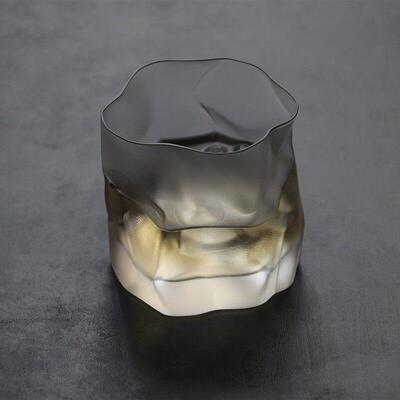现货日本进口木村硝子褶皱玻璃杯小松诚手工创意威士忌酒杯烈酒洋