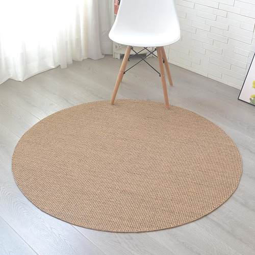 圆形剑麻地毯日式客厅咖啡桌亚麻草转椅电脑椅服装店照片地垫定制